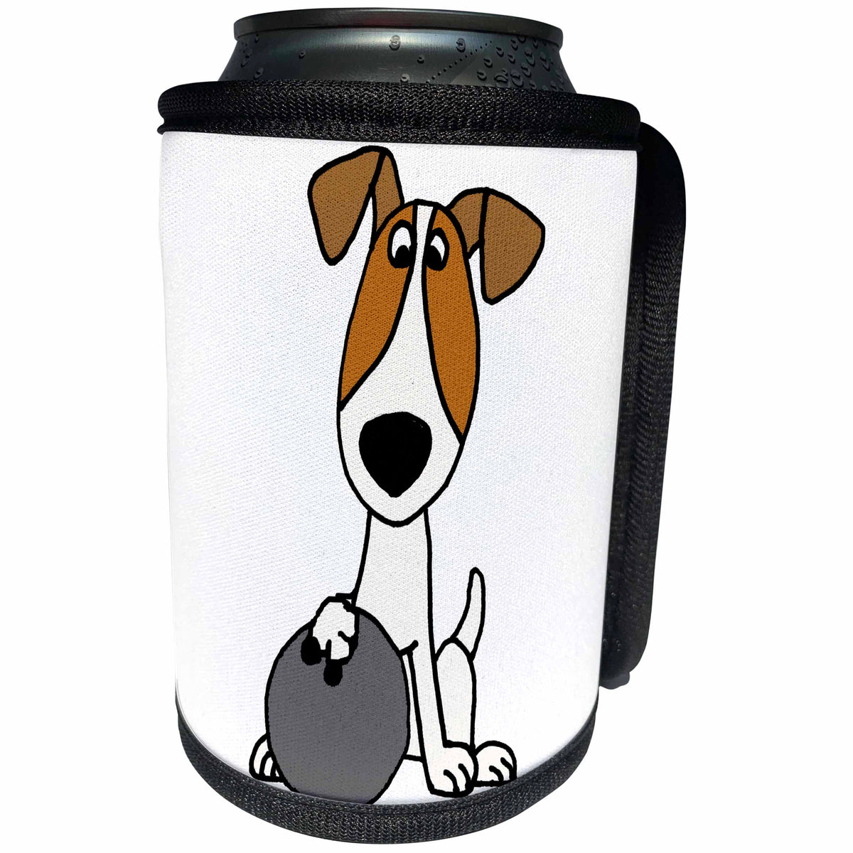 3dRose All Smiles Art - Pets - Cute Funny Jack Russell Terrier Puppy Dog Bowling Cartoon - Can Cooler Bottle Wrap (cc_291130)