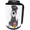 3dRose All Smiles Art - Pets - Cute Funny Miniature Schauzer Puppy Dog eating ice Cream - Can Cooler Bottle Wrap (cc_291146)
