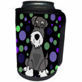 3dRose All Smiles Art - Pets - Cute Funny Miniature Schauzer Puppy Dog and Circles Abstract - Can Cooler Bottle Wrap (cc_291149)
