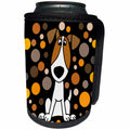 3dRose All Smiles Art - Pets - Cute Funny Jack Russell Terrier Puppy Dog and Circles Abstract - Can Cooler Bottle Wrap (cc_291151)