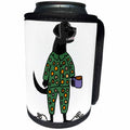 3dRose All Smiles Art - Animals - Cute Funny Black Labrador Retriever Dog in Polka Dot Pajamas - Can Cooler Bottle Wrap (cc_291153)