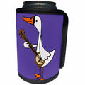 3dRose All Smiles Art - Birds - Cute Funny Unique Swan Bird Playing banjo Cartoon - Can Cooler Bottle Wrap (cc_291161)