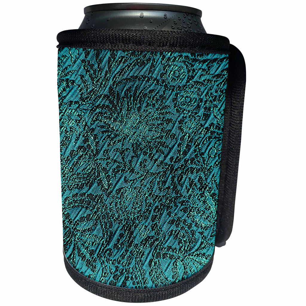 3dRose Yves Creations Vintage - Turquoise Vintage Patten - Can Cooler Bottle Wrap (cc_29117)