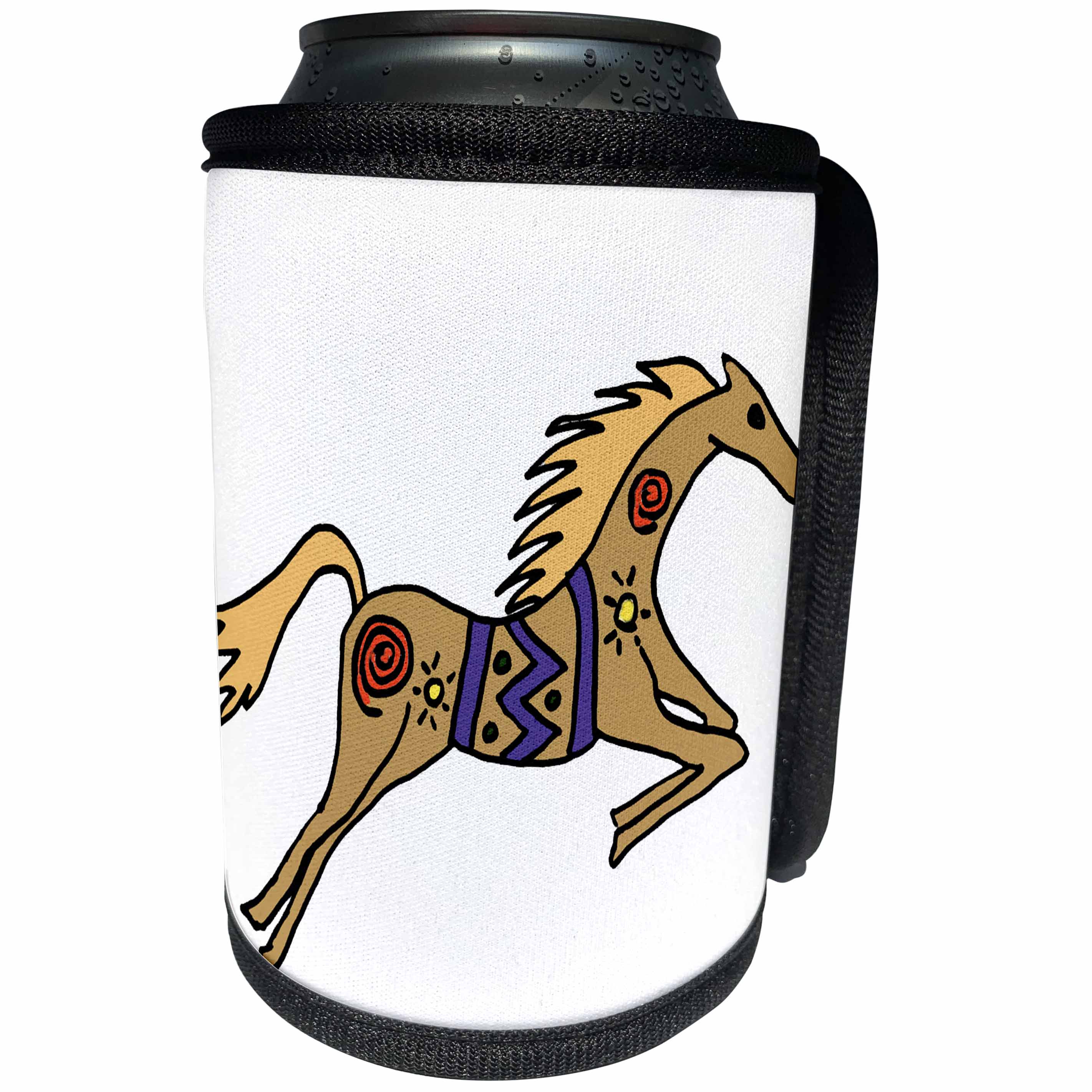 3dRose All Smiles Art - Animals - Cute Funny Unique Native American Horse Art - Can Cooler Bottle Wrap (cc_291171)