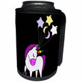 3dRose All Smiles Art - Animals - Cute Funny Unique Magical Unicorn with Stars and Moon Balloons - Can Cooler Bottle Wrap (cc_291180)
