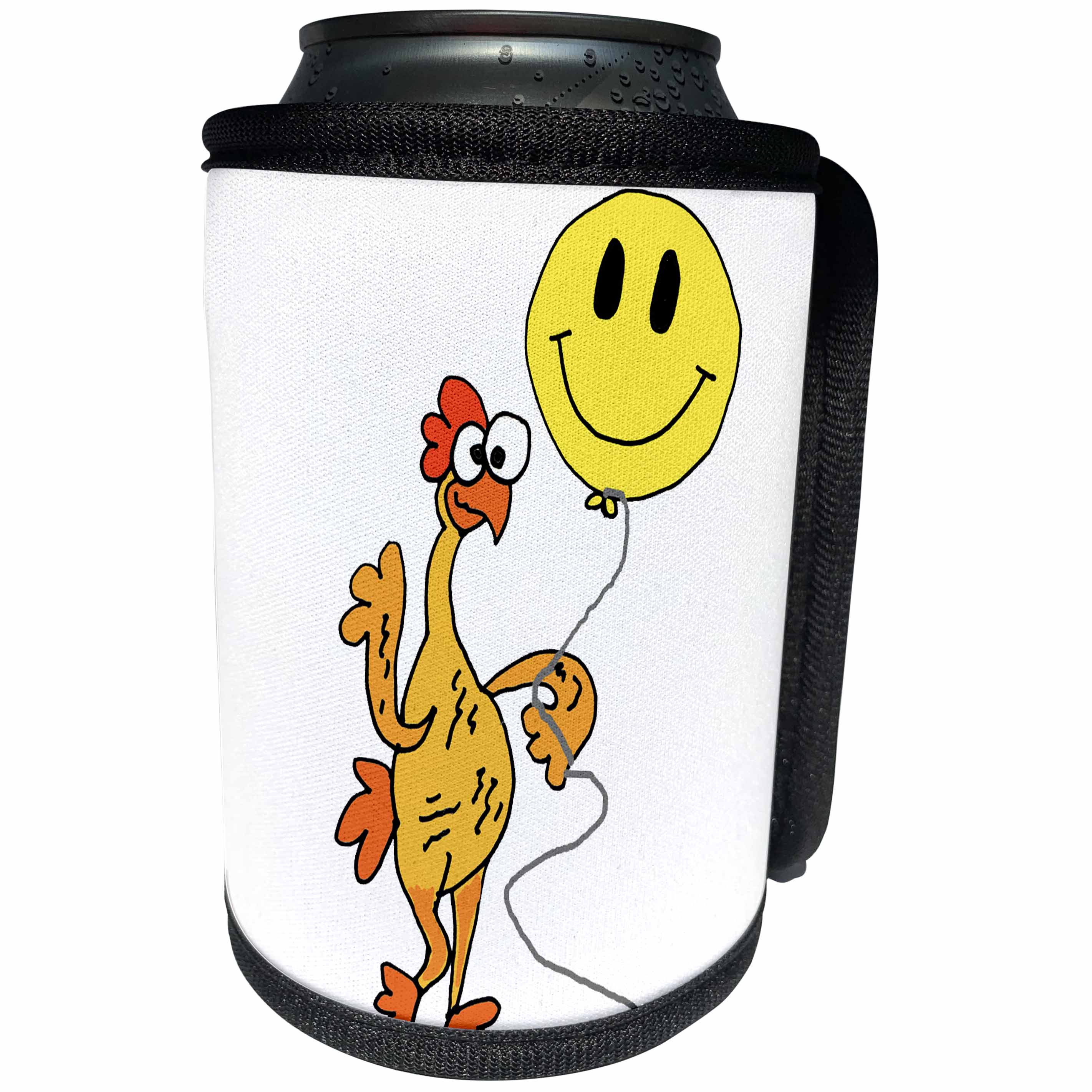 3dRose All Smiles Art - Funny - Cute Funny Rubber Chicken with Smiley face Balloon Cartoon - Can Cooler Bottle Wrap (cc_291182)