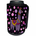 3dRose All Smiles Art - Animals - Cute Funny Purple Llama and Circles Abstract Art - Can Cooler Bottle Wrap (cc_291193)