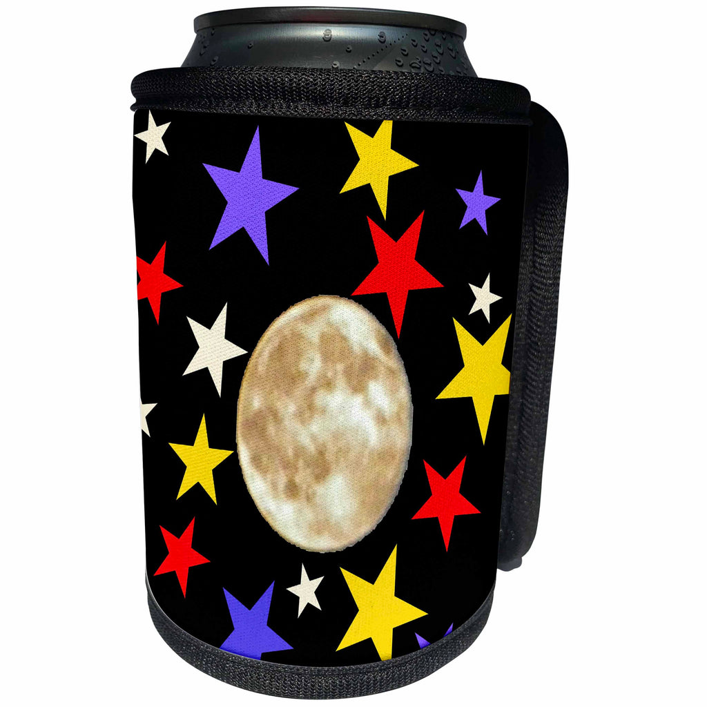 3dRose All Smiles Art - Nature - Cool Artistic Moon and Stars Abstract Art Space Design - Can Cooler Bottle Wrap (cc_291194)