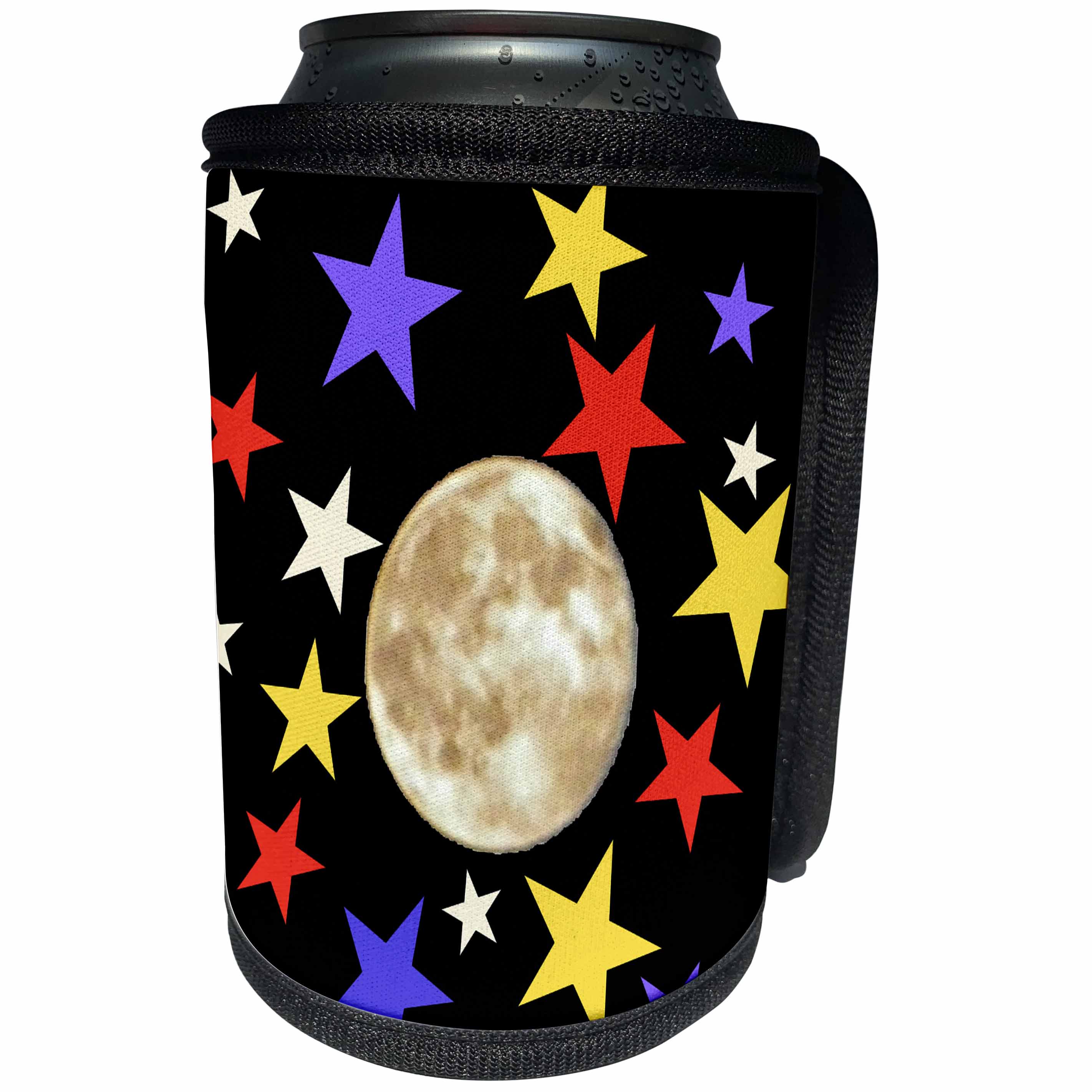 3dRose All Smiles Art - Nature - Cool Artistic Moon and Stars Abstract Art Space Design - Can Cooler Bottle Wrap (cc_291194)