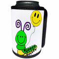 3dRose All Smiles Art - Animals - Cute Funny Green Caterpillar with Smiley Face balloon Cartoon - Can Cooler Bottle Wrap (cc_291196)