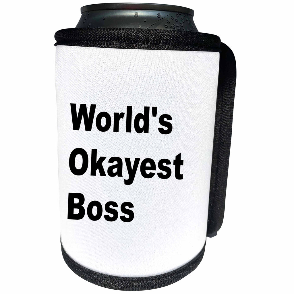 3dRose 3DRose Gabriella B - Quote - Image of Worlds Okayest Boss Quote - Can Cooler Bottle Wrap (cc_291202)