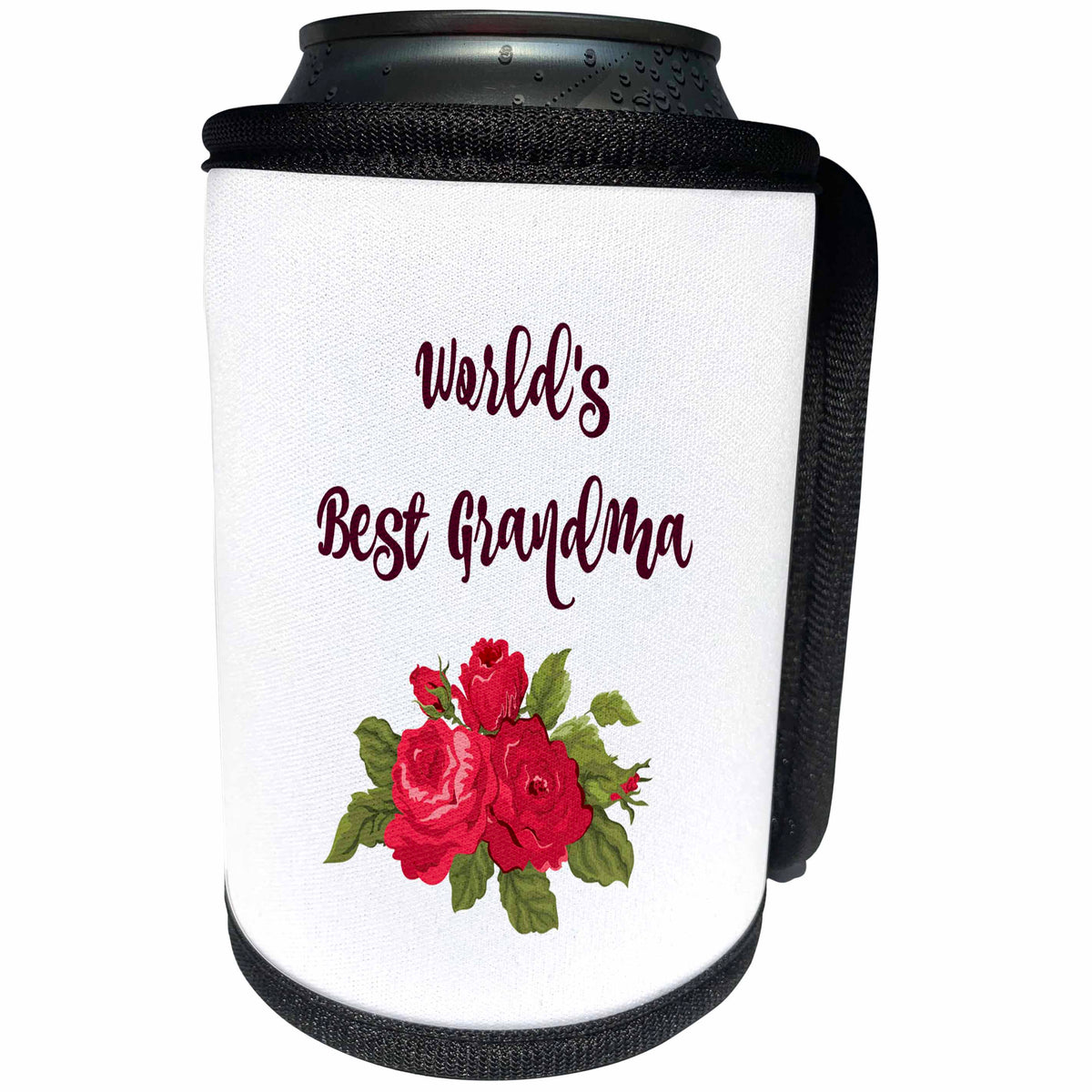 3dRose 3DRose Gabriella B - Quote - Image of Worlds Best Grandma Quote with Flowers - Can Cooler Bottle Wrap (cc_291210)