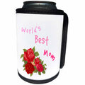 3dRose 3DRose Gabriella B - Quote - Image of Worlds Best Mom With Flowers - Can Cooler Bottle Wrap (cc_291224)