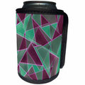 3dRose Yves Creations Abstract - Mauve Green Retro Geometric - Can Cooler Bottle Wrap (cc_29123)