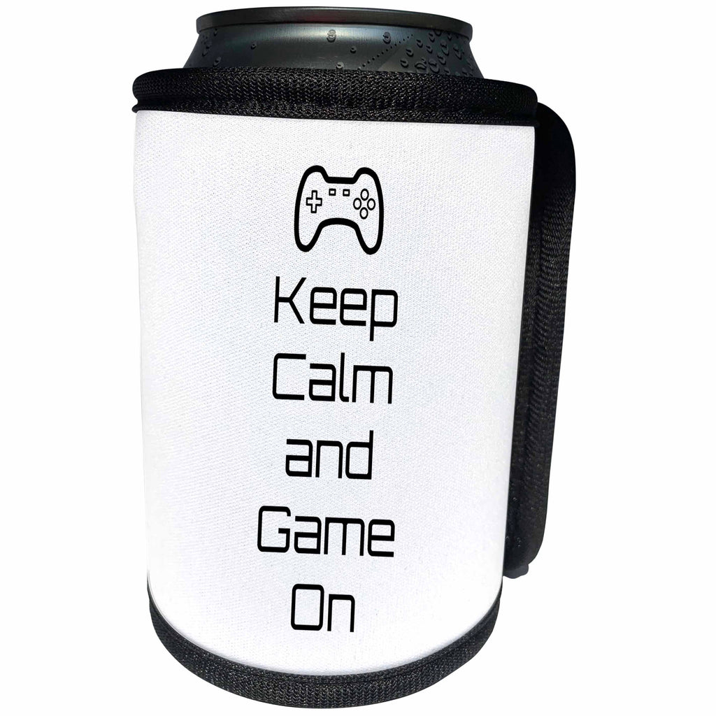 3dRose 3DRose Gabriella B - Quote - Image of Keep Calm And Game On Quote - Can Cooler Bottle Wrap (cc_291235)