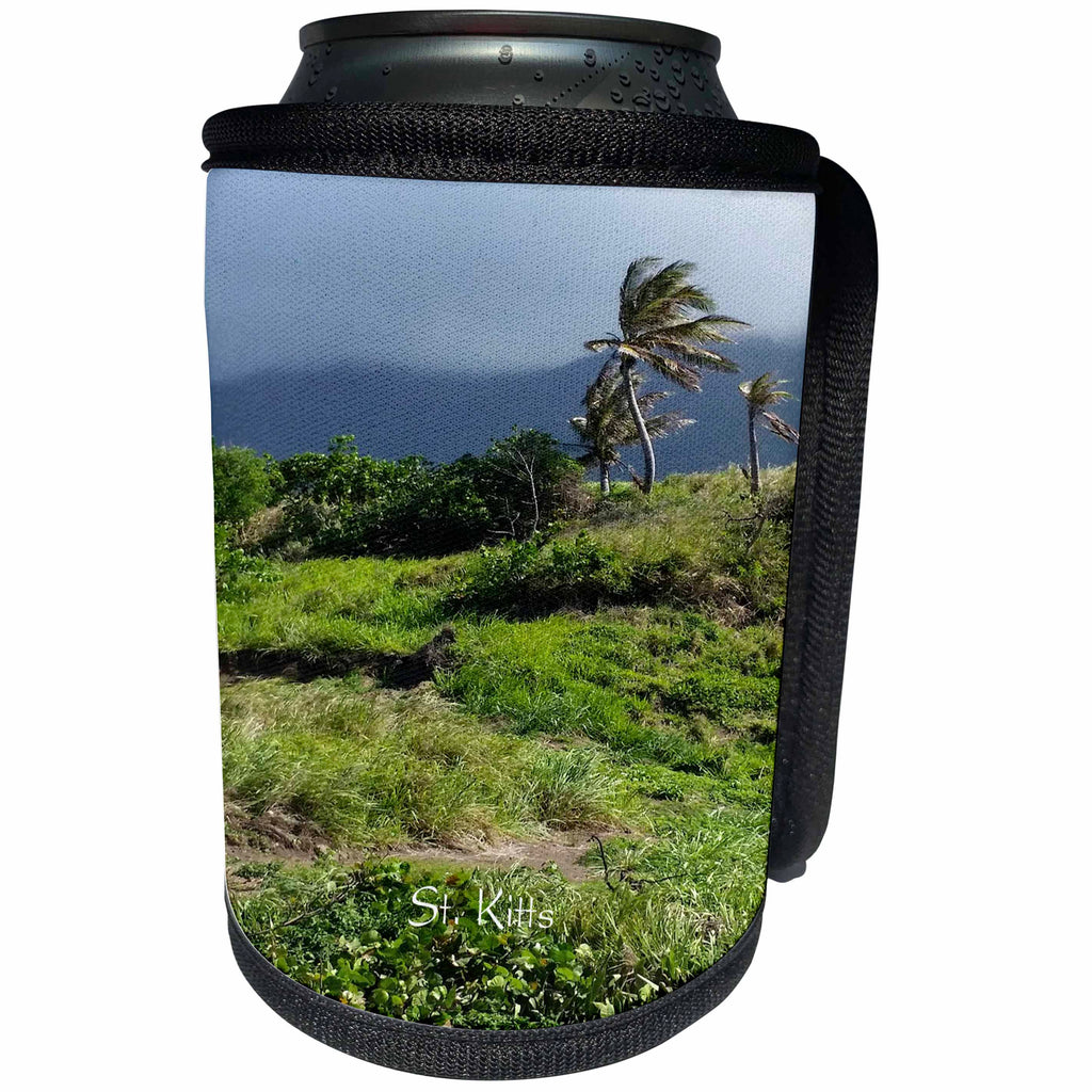 3dRose Lens Art by Florene - Cruise Ship Sites - Image Of Palm On Windy St Kitts Mountain - Can Cooler Bottle Wrap (cc_291438)
