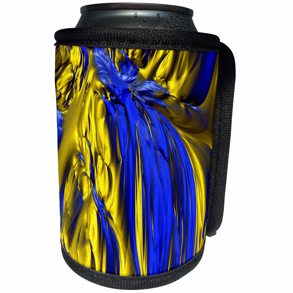 3dRose Lens Art by Florene -Neon - Image of Bright Blue And Yellow Abstract Neon Colors - Can Cooler Bottle Wrap (cc_291444)