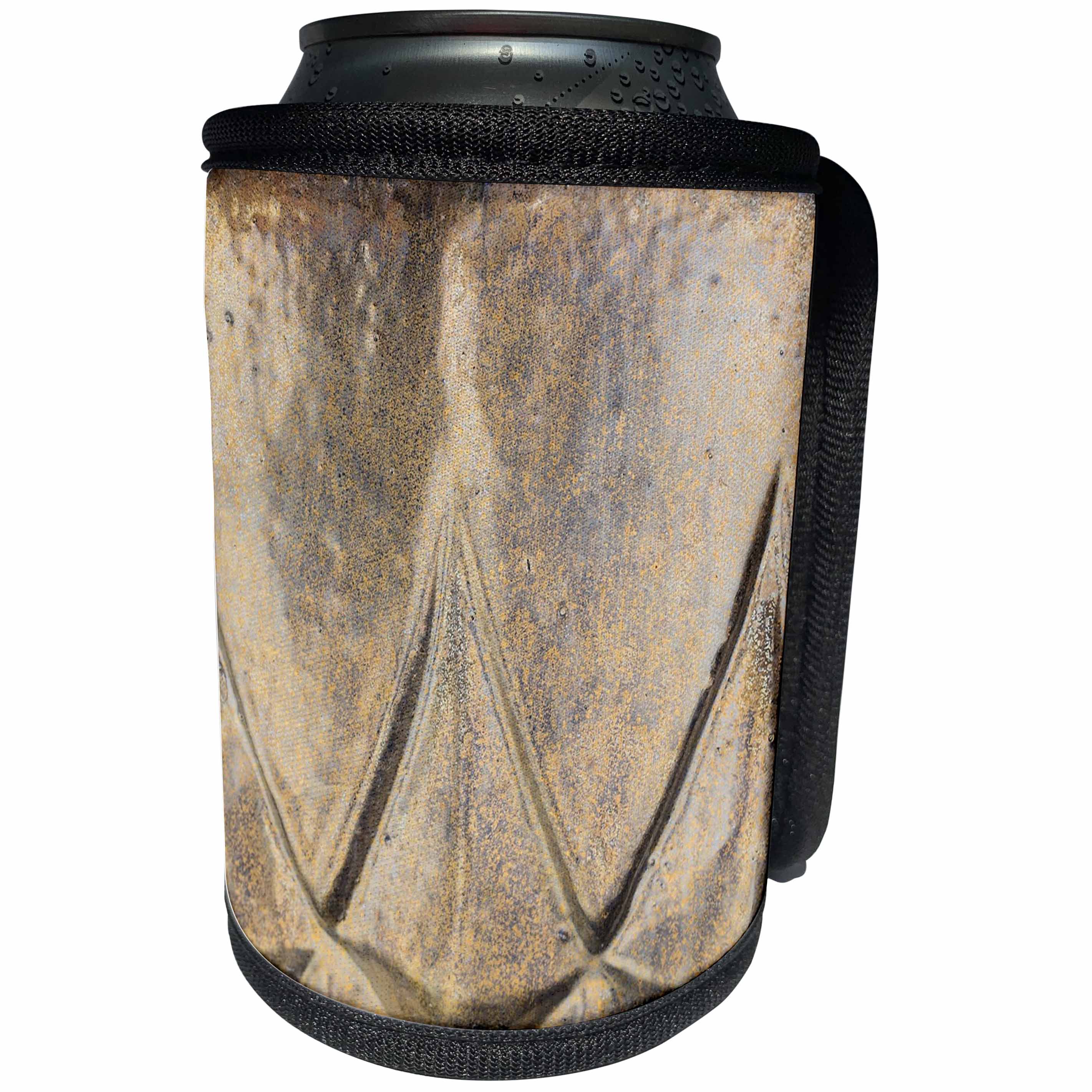 3dRose Lens Art by Florene - Pottery Abstracts - Image of Gold And Taupe Textured Pottery Up Close - Can Cooler Bottle Wrap (cc_291448)