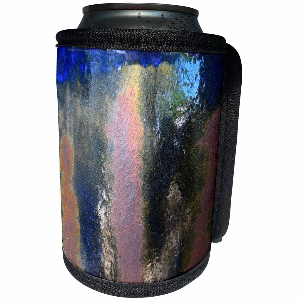3dRose Lens Art by Florene - Pottery Abstracts - Image of Blue Green And Pink Shiny Pottery Macro Photo - Can Cooler Bottle Wrap (cc_291453)
