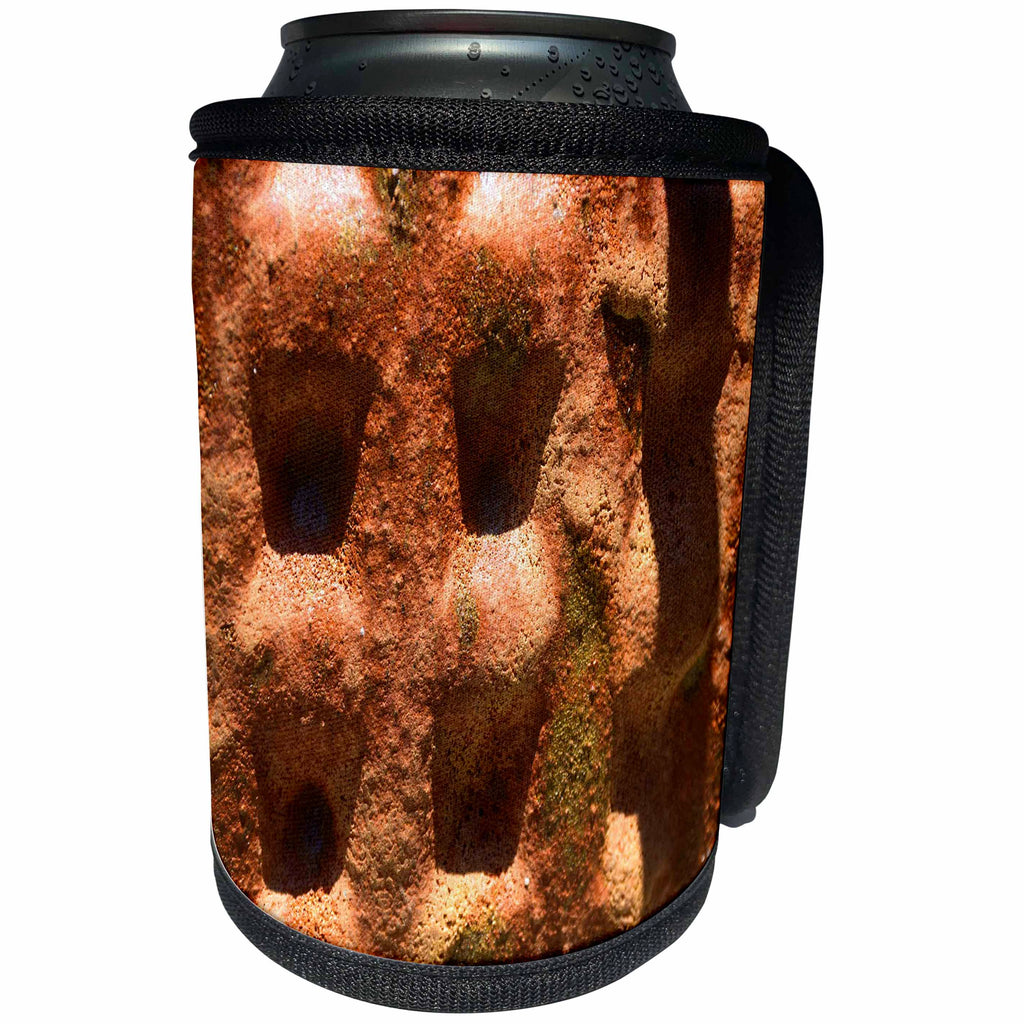 3dRose Lens Art by Florene - Pottery Abstracts - Image of Rusty Orange Pottery With Deep Holes Pattern - Can Cooler Bottle Wrap (cc_291454)