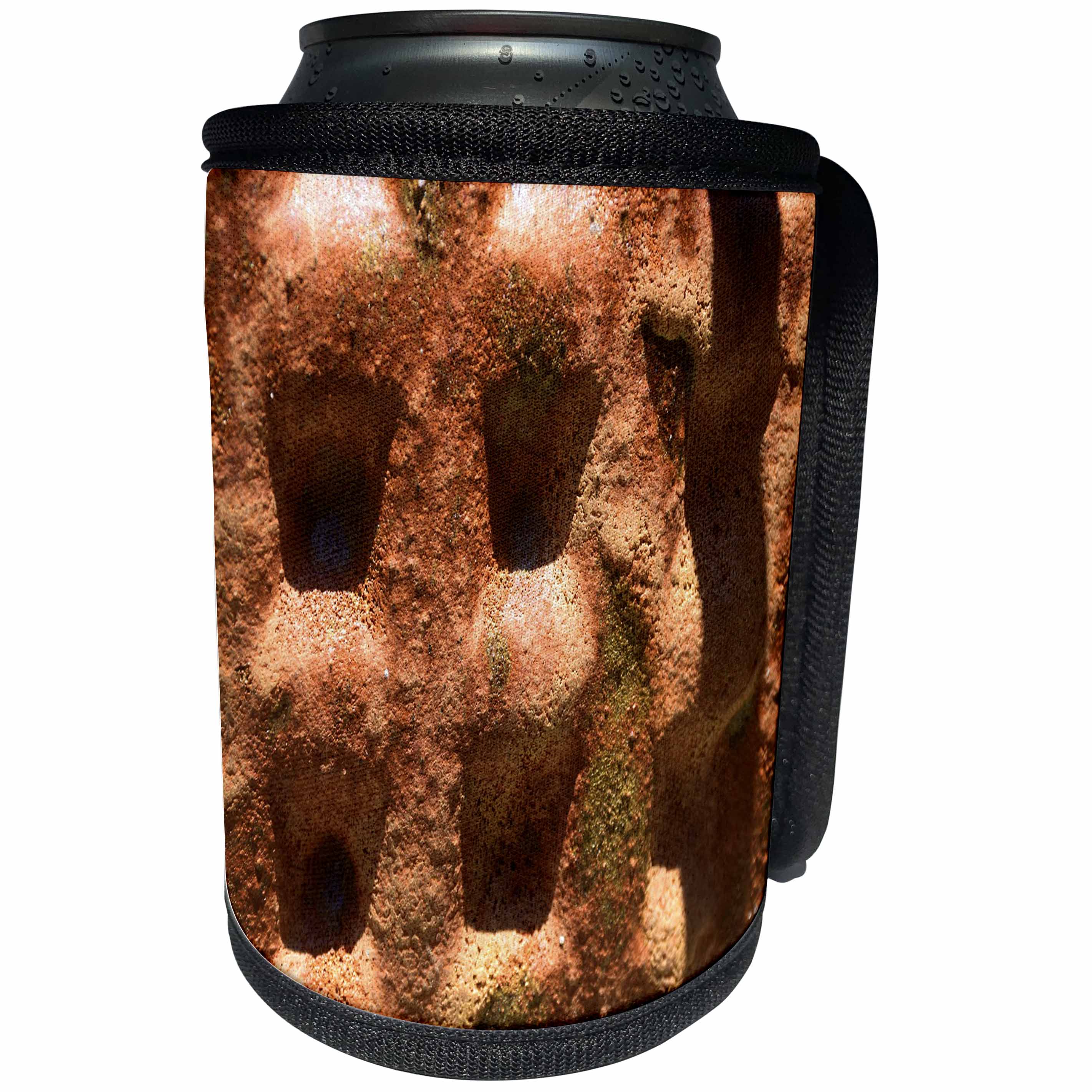 3dRose Lens Art by Florene - Pottery Abstracts - Image of Rusty Orange Pottery With Deep Holes Pattern - Can Cooler Bottle Wrap (cc_291454)