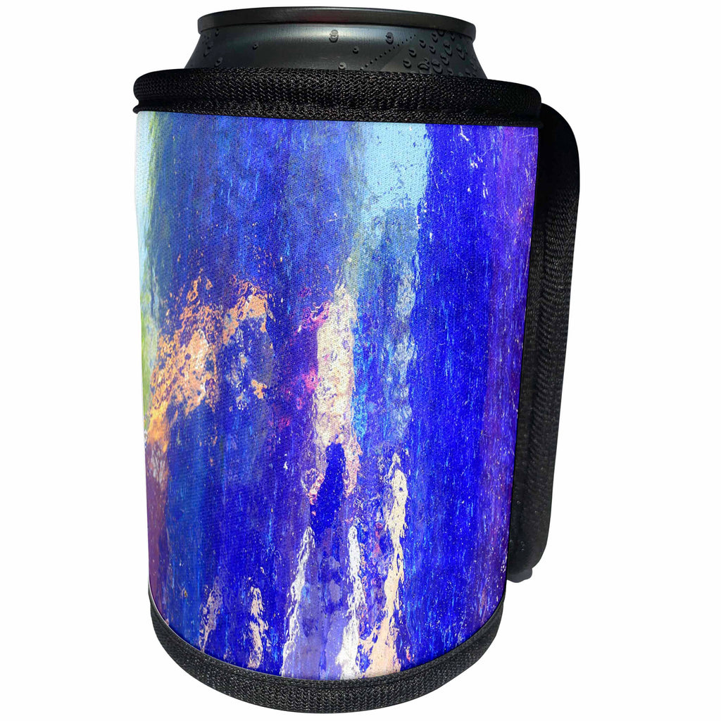 3dRose Lens Art by Florene - Pottery Abstracts - Image of Blue Ivory And Lime Macro Pottery Photo - Can Cooler Bottle Wrap (cc_291464)