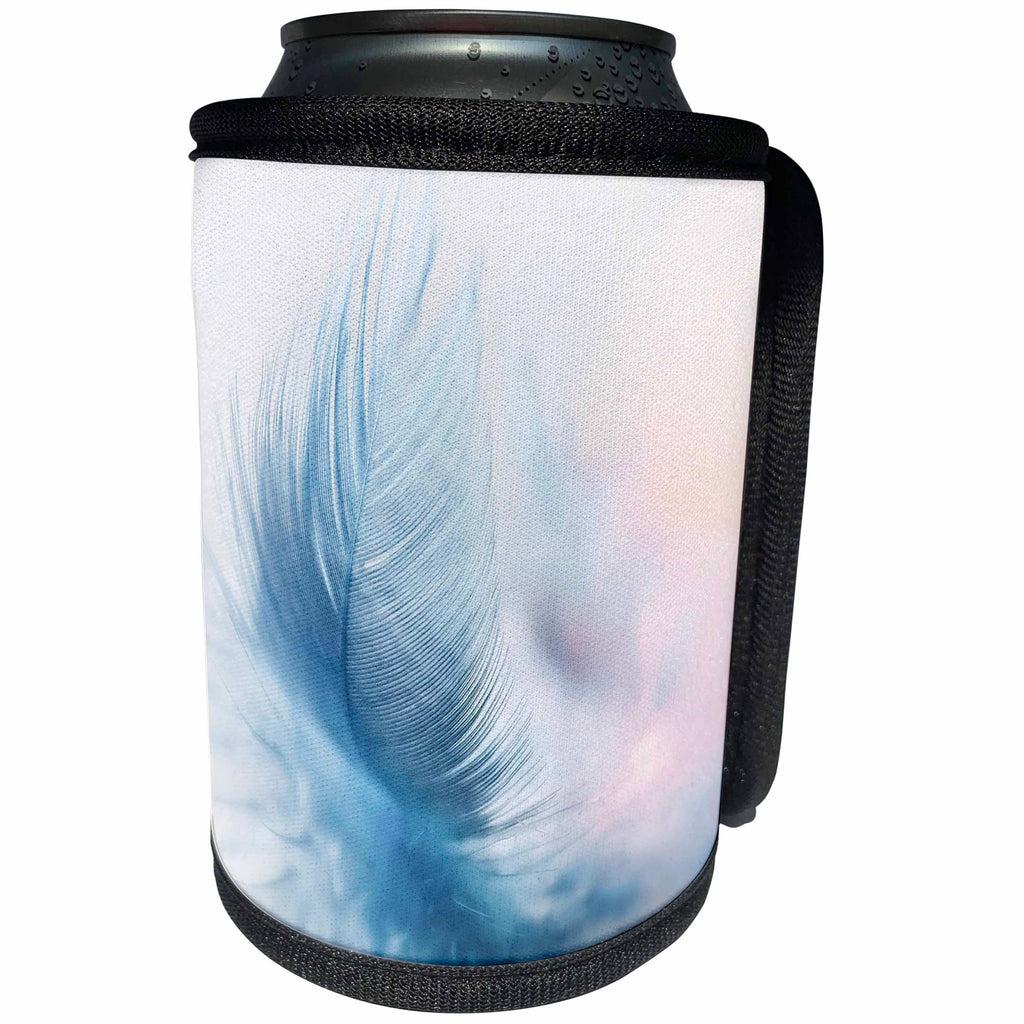 3dRose Lens Art by Florene - Décor Three - Image of A Big Blue Boho Feather in Closeup - Can Cooler Bottle Wrap (cc_291474)