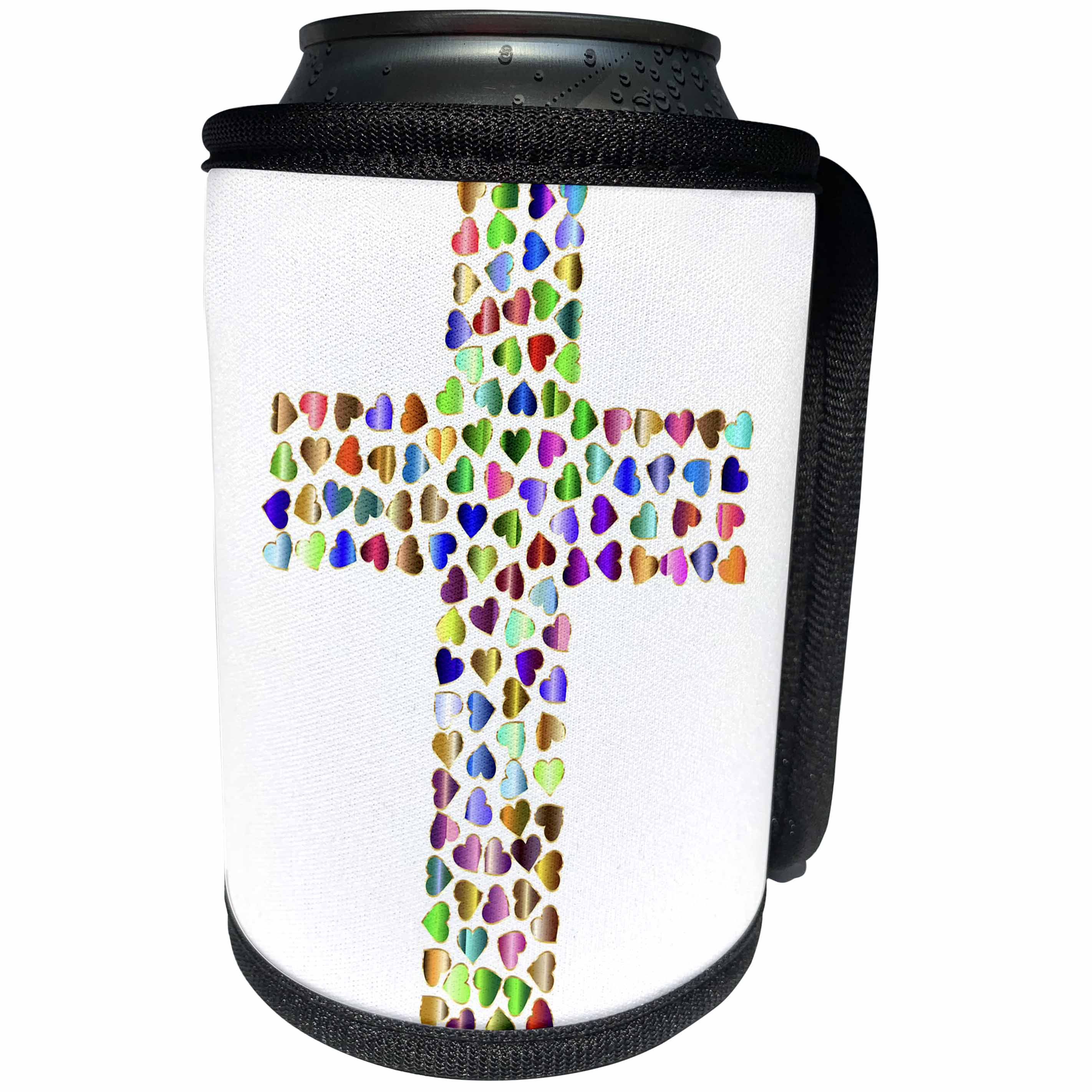 3dRose Lens Art by Florene - Décor Three - Image of Large Cross Filled With Hearts - Can Cooler Bottle Wrap (cc_291482)
