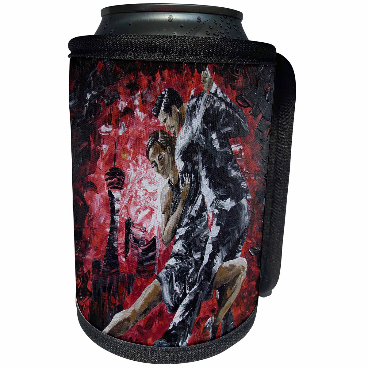 3dRose Art By Mandy Joy - Dancers - A modern impressionist painting of a couple ballroom dancing. - Can Cooler Bottle Wrap (cc_291489)
