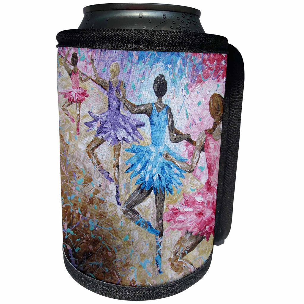 3dRose Art By Mandy Joy - Dancers - A modern impressionist painting of a 4 girls in ballet class. - Can Cooler Bottle Wrap (cc_291490)