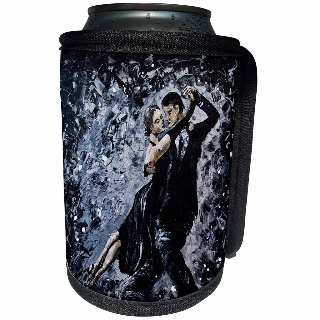 3dRose Art By Mandy Joy - Dancers - A modern impressionist painting of a couple ballroom dancing. - Can Cooler Bottle Wrap (cc_291491)