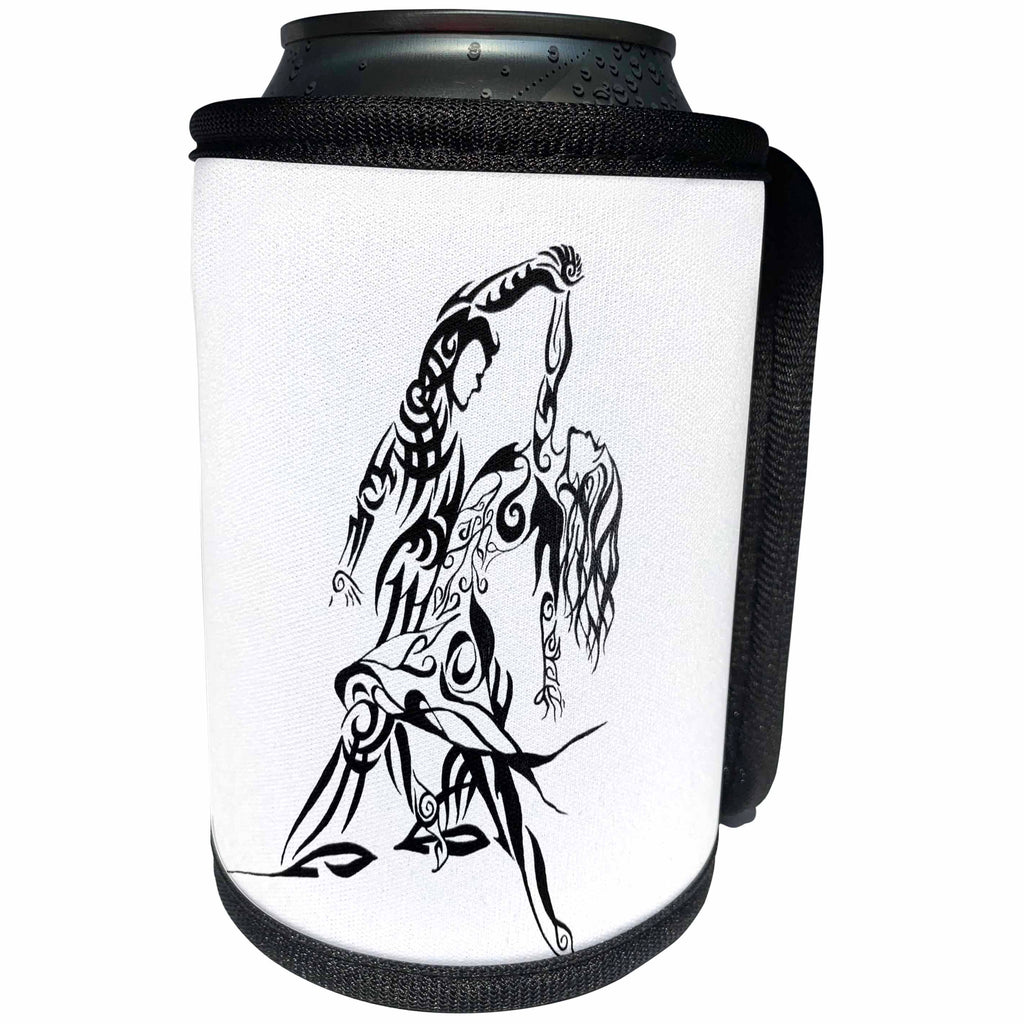3dRose Art By Mandy Joy - Dancers - A tribal tattoo style painting of a couple ballroom dancing. - Can Cooler Bottle Wrap (cc_291495)