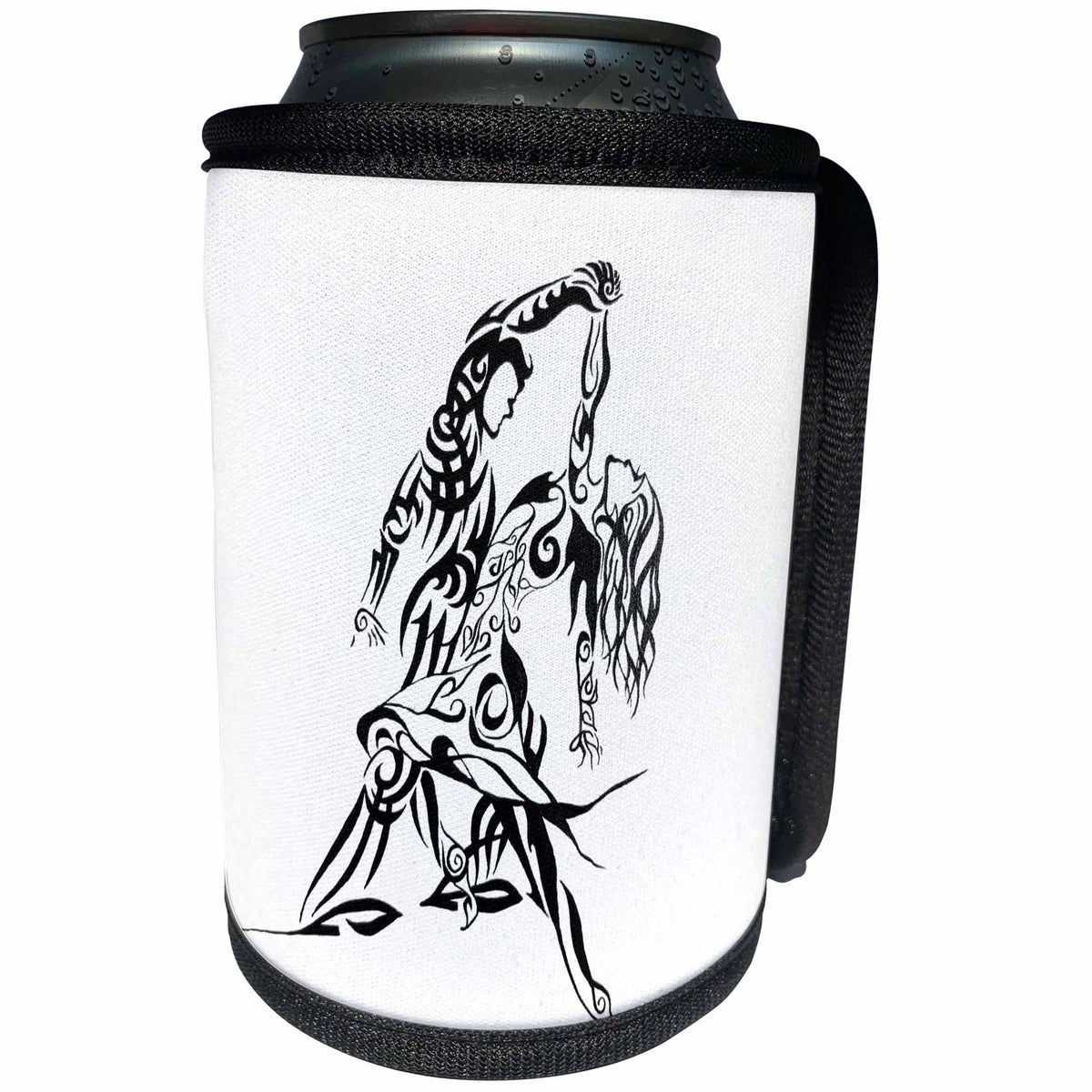 3dRose Art By Mandy Joy - Dancers - A tribal tattoo style painting of a couple ballroom dancing. - Can Cooler Bottle Wrap (cc_291495)