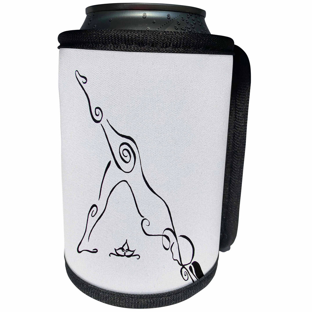 3dRose Art By Mandy Joy - Simplicity - A simple black and white tattoo style painting of a girl doing yoga. - Can Cooler Bottle Wrap (cc_291500)