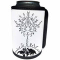 3dRose Art By Mandy Joy - Simplicity - A simple black and white tattoo style painting of a tree and the world. - Can Cooler Bottle Wrap (cc_291504)