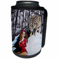 3dRose Art By Mandy Joy - Surrealism - A surrealist painting of a girl and a wolf. - Can Cooler Bottle Wrap (cc_291514)