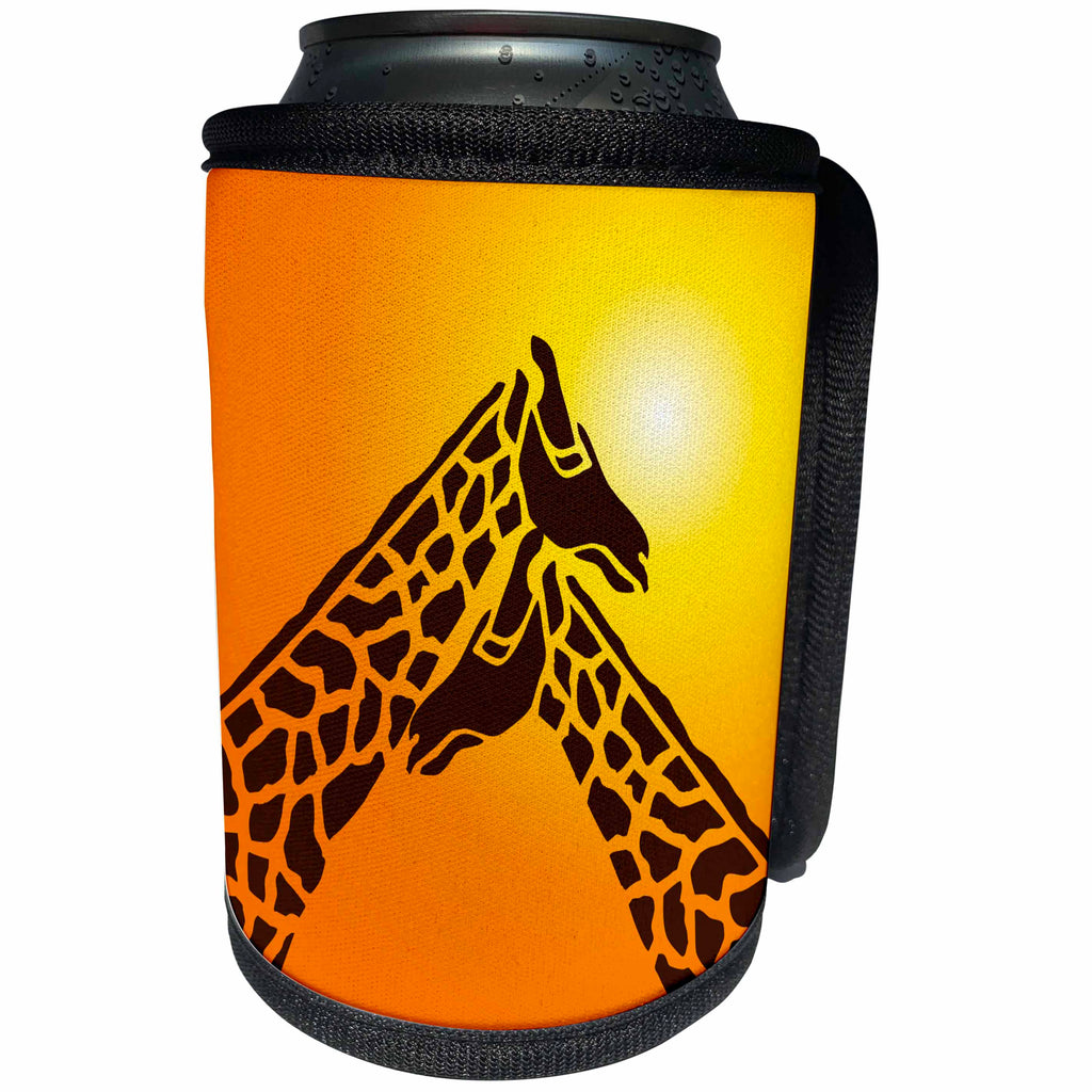 3dRose Russ Billington Designs - Two Giraffes under a Setting Sun - Can Cooler Bottle Wrap (cc_291521)