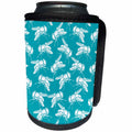 3dRose Russ Billington Patterns - Weird Housefly Pattern in Blue and White - Can Cooler Bottle Wrap (cc_291524)