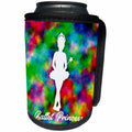 3dRose Russ Billington Designs - Colorful Ballet Princess Design in White over Rainbow Backgound - Can Cooler Bottle Wrap (cc_291526)