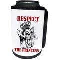 3dRose Russ Billington Designs - Funny Cat Drawing- Respect The Princess in Black and Red - Can Cooler Bottle Wrap (cc_291529)