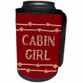3dRose Russ Billington Nautical Designs - Funny Knotted Ropes and text Cabin Girl in Red and Ivory - Can Cooler Bottle Wrap (cc_291535)