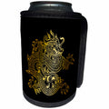 3dRose Russ Billington Designs - Image of Gold Effect Dragon on Black- not actual gold metallic foil - Can Cooler Bottle Wrap (cc_291542)