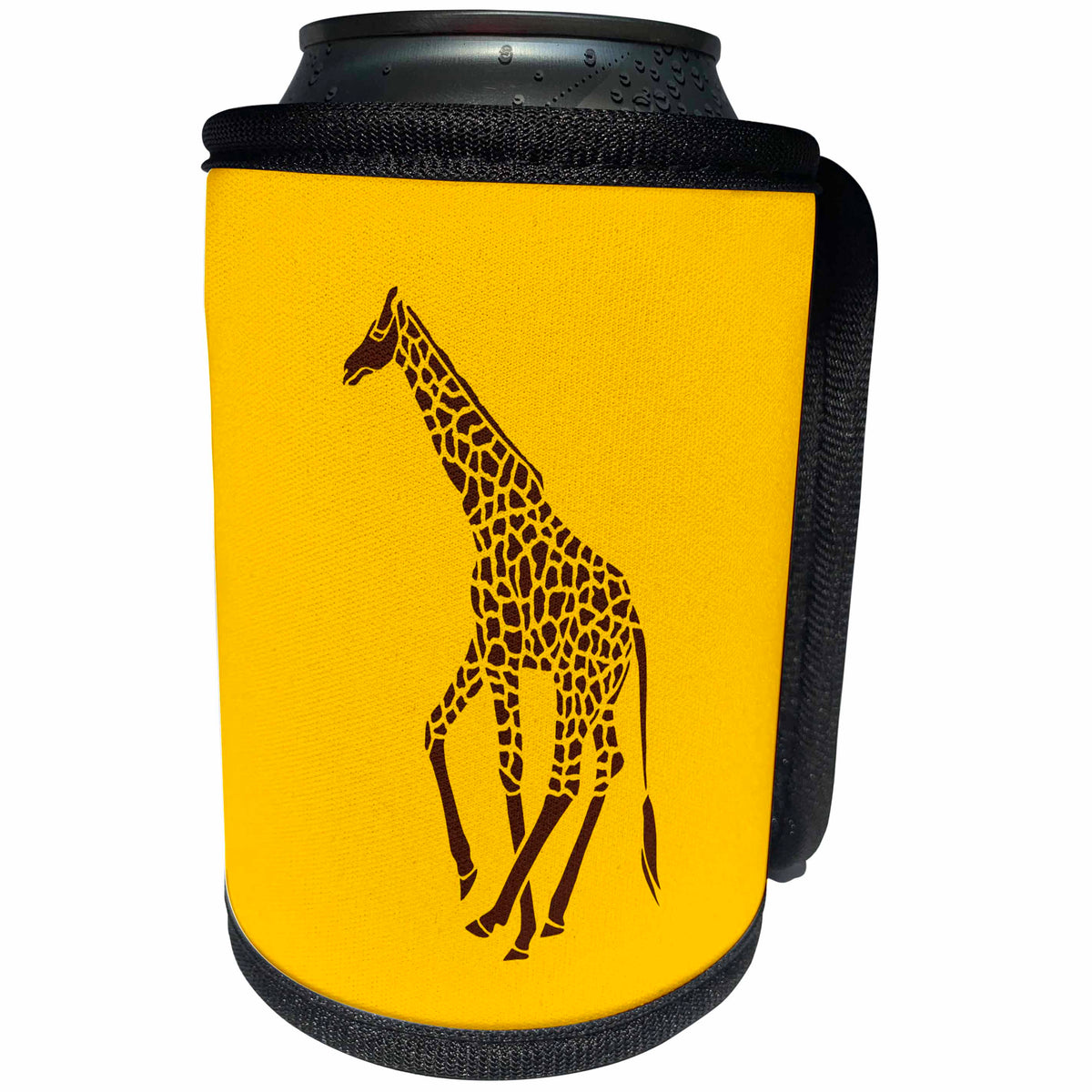 3dRose Russ Billington Designs - Running Giraffe Design in Brown and Yellow - Can Cooler Bottle Wrap (cc_291548)
