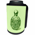 3dRose Russ Billington Designs - Vintage Perfume Bottle on Green Stripe Background - Can Cooler Bottle Wrap (cc_291553)