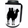 3dRose Russ Billington Designs - Funny Camel with Mountain Climber Design in Black and White - Can Cooler Bottle Wrap (cc_291558)
