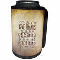 3dRose Andrea Haase Holiday Illustration - Give Thanks HolidayTyopography On Textured Background - Can Cooler Bottle Wrap (cc_291645)