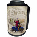 3dRose Andrea Haase Holiday Illustration - Two Kids And Toy Car Vintage Christmas Design From Old Photo - Can Cooler Bottle Wrap (cc_291672)