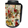 3dRose Andrea Haase Holiday Illustration - Retro Christmas Collage With Santa And Bells - Can Cooler Bottle Wrap (cc_291680)
