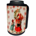 3dRose Andrea Haase Holiday Illustration - Traditional Santa With Toys and Little Girl Vintage Christmas Design - Can Cooler Bottle Wrap (cc_291683)
