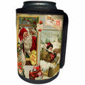3dRose Andrea Haase Holiday Illustration - Nostalgic Christmas Collage With Santa And Presents - Can Cooler Bottle Wrap (cc_291684)